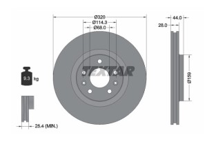 Tarcza hamulcowa Textar 92195403 Clio IV RS Espace V Scenic IV Laguna III Megane III IV Talisman