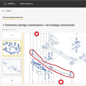 Drążek kierowniczy tylny Laguna III Renault 551100001R, 551110001R