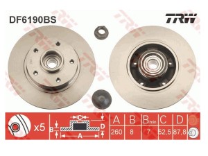 Tarcza hamulcowa tył Megane III Scenic III TRW DF6190BS