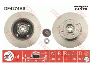 Tarcze hamulcowe tył Megane II Clio III TRW DF4274BS