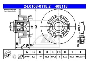 Tarcza hamulcowa tył Megane III Scenic III ATE 24.0108-0118.2