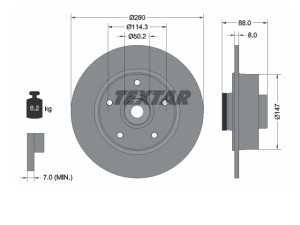 Tarcze hamulcowe tył Megane III Scenic III Textar 92196003