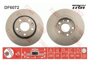 Tarcza hamulcowa Laguna III Megane III IV Scenic III TRW DF6072